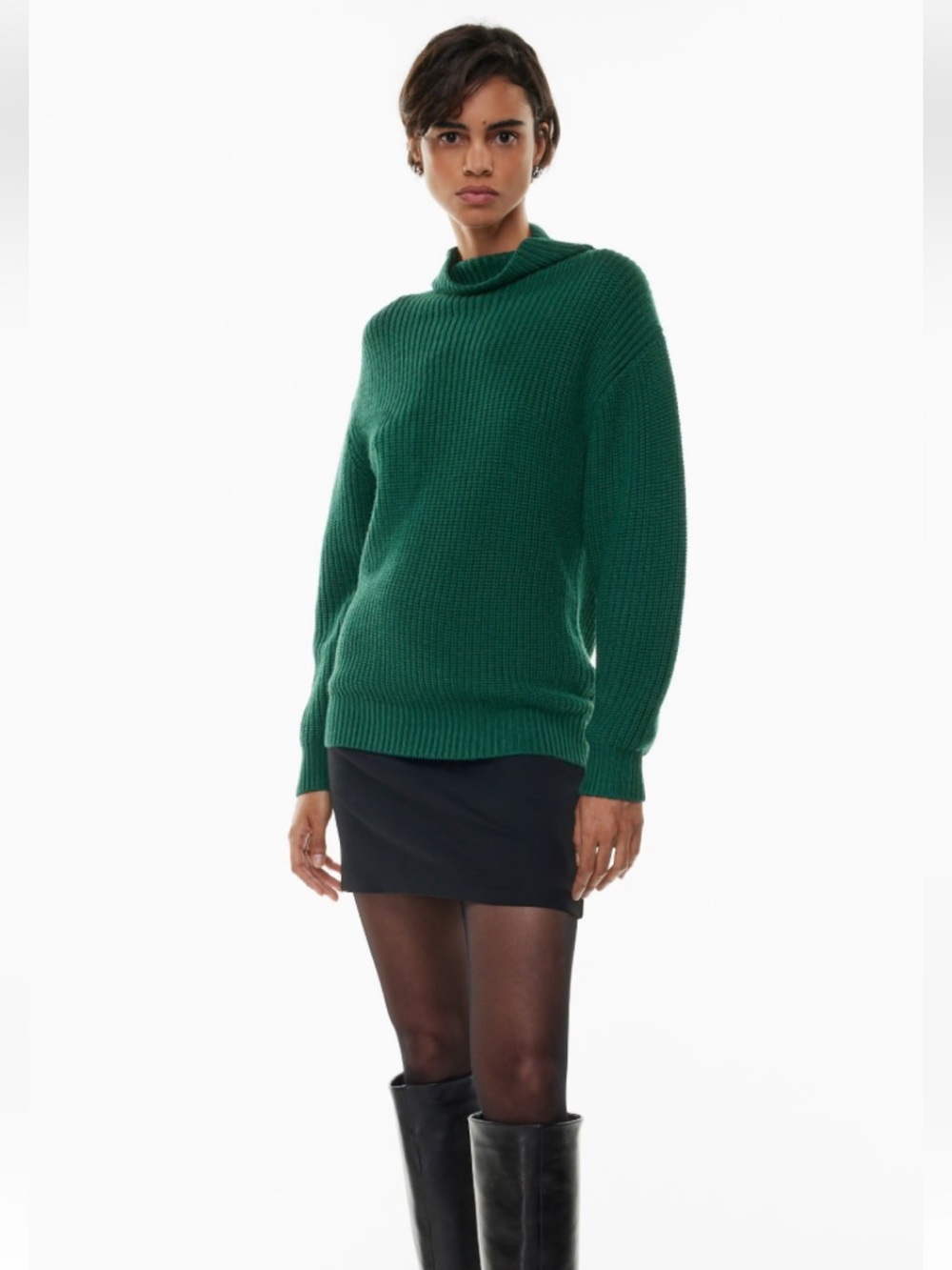 Wilfred Women's Green Turtleneck Ribbed Sweater